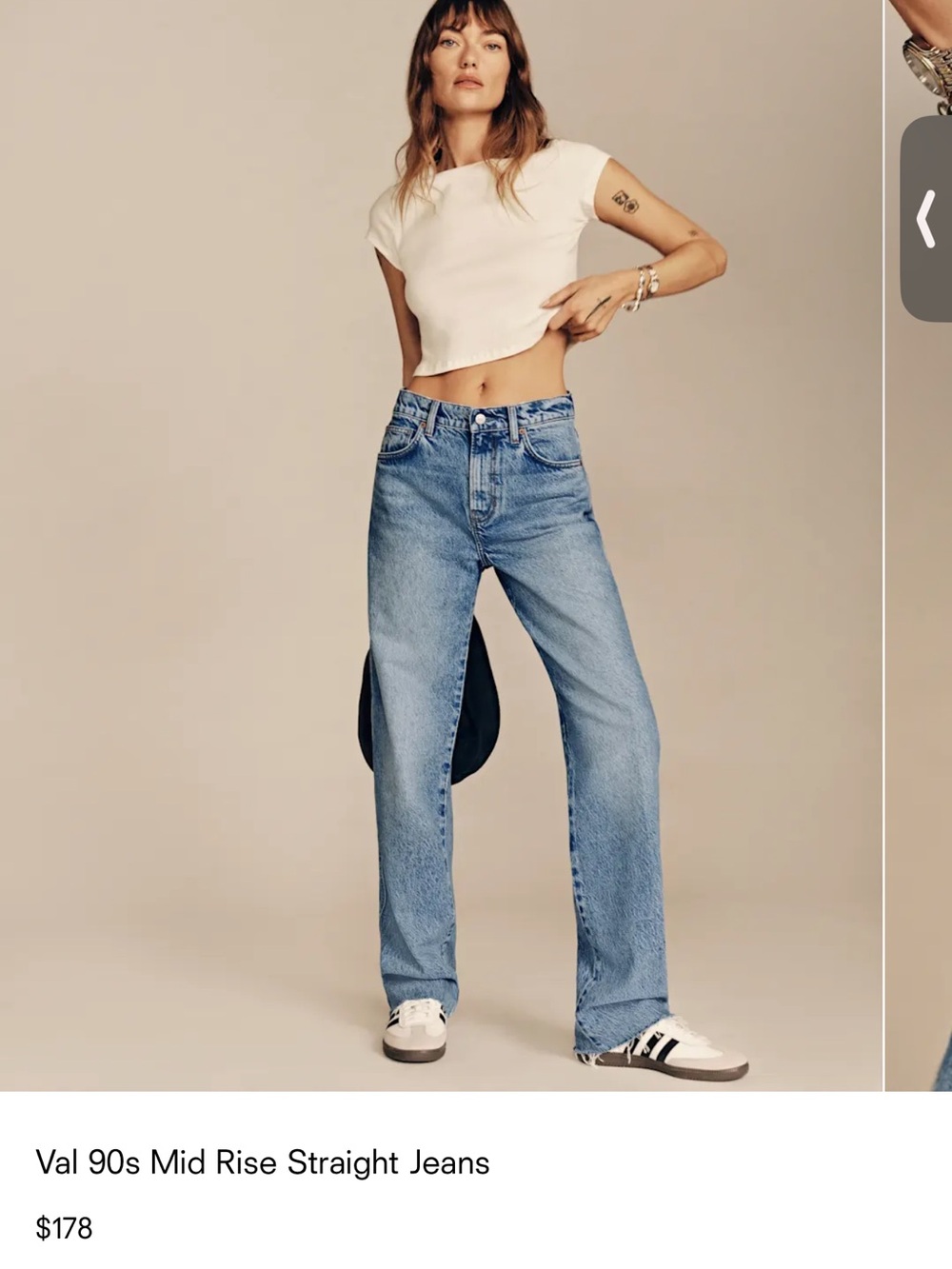 NWT Reformation Val 90s Mid Rise Straight Jeans